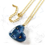 星の瞬き -heart- ネックレス｜レジンアクセサリー・押し花・ネイビー・夜空・星・ハート・大人可愛い・ギフト