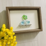 シーグラスアート 幸せの青い鳥 四葉のクローバー インテリア雑貨 壁掛け 置物 北欧 観葉植物 ガラス細工 海の宝石 ウエディング ウェルカムスペース 玄関 トイレ 飾り 誕生日プレゼント 贈り物