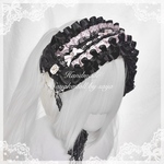 ♡ No.5 ドット柄フリル クリスタルドロップ 大人かわいい姫系リボンヘッドドレス black×pink ♡ 