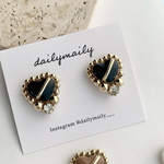 new 【ブラックチョコ】ショコラハート🖤　ピアス・イヤリング　／ dailymaily ビーズ刺繍アクセサリー ゴールド 秋　大人アクセサリー 個性的 