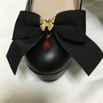 黒揚羽のリボンシューズクリップ