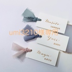 [umi3210様専用ご購入ページ] リボン席札♡300円 ゴールド手書きカリグラフィーの席札
