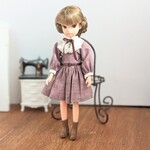 再1281【復刻版初代リカちゃん】ピンクのクラシカルワンピース※リカちゃんアウトフィット※初代リカちゃん 服