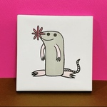 モグラ柄（大）　ファブリックパネル仕上げ　イラスト　障害者アート　ハナモグラ