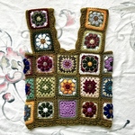 【t様order】手編み花柄モチーフビスチェ"olive"