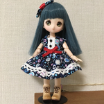 オビツ11サイズ　ピンタックレトロワンピース