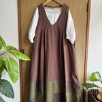 natural*ワッシャーブラウンコンビＶネックジャンバーＳＫ
