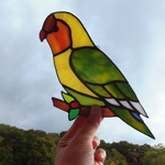 【lavipoo01様専用】ステンドグラス　ボタンインコ　サンキャッチャー　【鳥　小鳥　インコ】