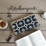 ★ミナペルホネン★anemone dark navyのがま口財布★持手付