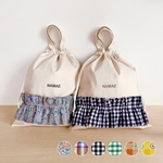 【名入れ刺繍】フリル巾着バッグ/入園入学準備/保育園/小学校/お着替え袋/お祝い/ギフト/出産祝い/プレゼント袋/巾着袋