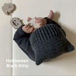 猫耳ボンネット　ハロウィン　仮装　黒猫　black kitty ベビーボンネット