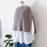 𝓃ℯ𝓌𓂃𓂃メルトンフリースのニットポンチョ／グレージュ