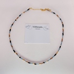 【tubu necklace ⸝⋆ 】 ブラウン × ブルー　ビーズネックレス　ビーズチョーカー