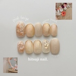 Nudie gloss𓂃⊹ シンプルネイル　ベージュ　マグネットネイル　オレンジ　スキンカラー　結婚式ネイル　ブライダル　成人式ネイル　振袖　卒業式ネイル　ネイルチップ　ウェディング　No.161