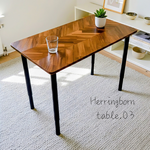 リモートワークにも最適！高さ調整可能なオーダーメイド　ワークデスク　ヘリンボーン《奥行45㎝･角丸仕様》チーク色 