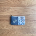 mermaid & path & choucho ブルーのミニポーチ　ミナペルホネン の刺繍生地  mina perhonen  マーメイド