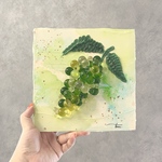 原画『マスカット』20㎝×20㎝　絵画/アクリル画/テクスチャーアート/アート/キャンバス/インテリア