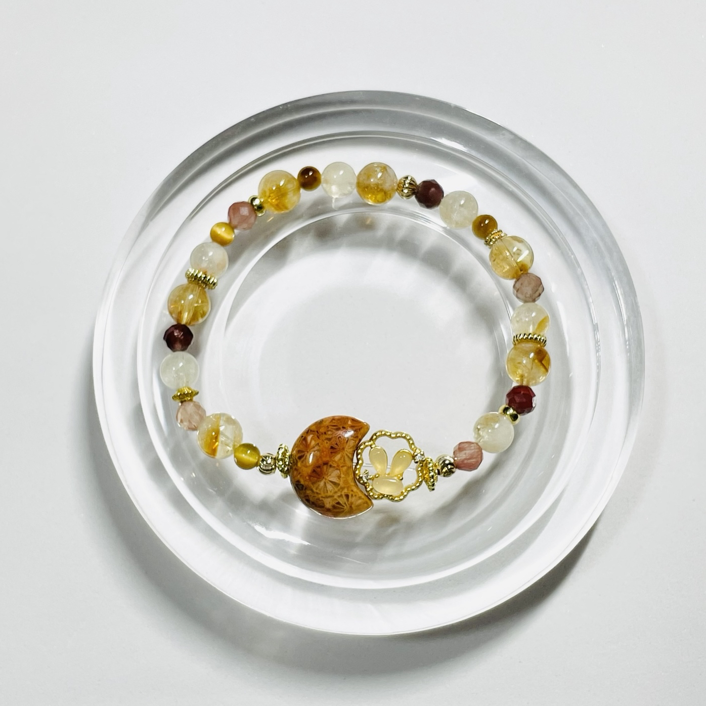 ポメころび様専用一点物フォッシルコーラル×天然ジルコンピアス14kgf