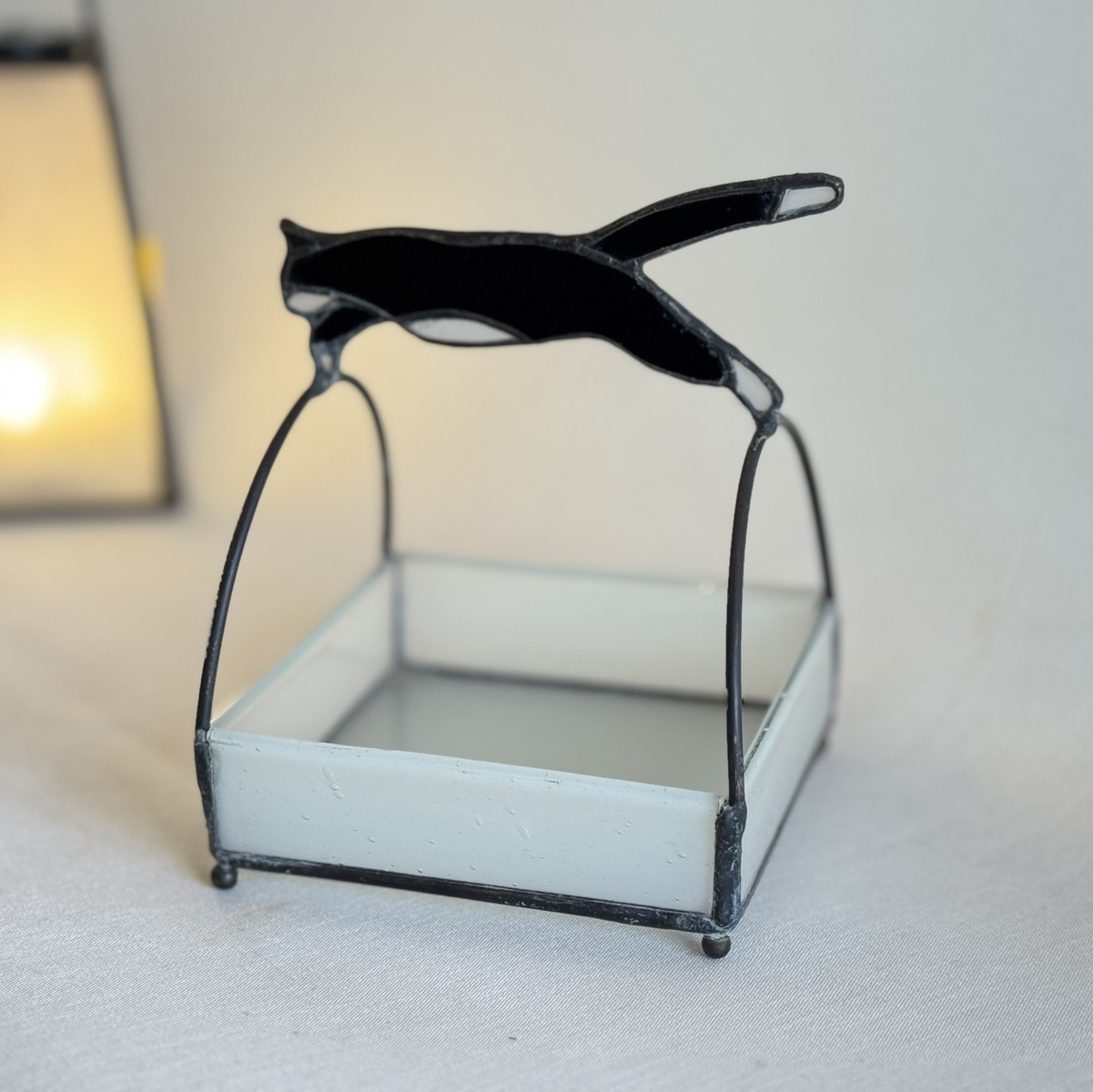 chat noir （L）黒猫　小物入れ　希少ガラス製