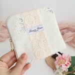 ※SALE※スリムな薄型ポーチ｜インド刺繍リボン｜花柄・大人可愛い・サニタリーポーチ・マスク・ギフト◎
