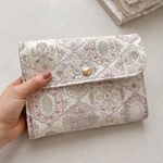 【特集掲載】たっぷり収納マルチポーチ＊  インド刺繍生地の母子手帳・通帳ポーチ　インド刺繍　母子手帳　通帳　お薬手帳　マルチ　インド刺繍生地　