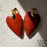 【1pc】天然石ロングハートチャーム　レッドジャスパー