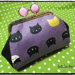 がま口　＊黒猫、三毛猫、きらきら猫＊purple