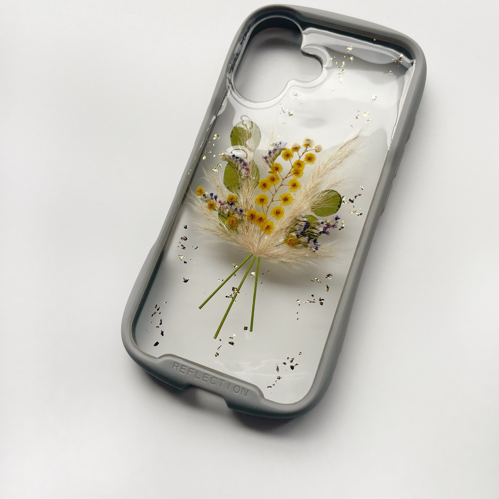 特集掲載♡ 【ナチュラルミモザブーケ】 スマホケース 押し花