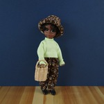 【1/6・21cmoutfit】テーパードゴムパンツと帽子のセット(茶S)