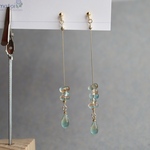 秋色ビーズの耳飾り【グリーン×イエロー】ピアス/イヤリング/ノンホールピアス