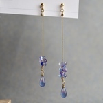 秋色ビーズの耳飾り【ブルー×パープル】ピアス/イヤリング/ノンホールピアス