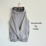 ★ゆったりパーカー★グレー×タータンチェック