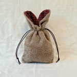 [冬・クリスマス限定］もこもこうさみみ巾着ポーチ-ココアブラウン