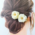 選べるカラー✦牡丹のヘアクリップ 和 洋 両用 お呼ばれ 発表会 オフィス 普段使い 白 くすみ ピンク グレー 灰 青