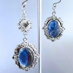 特別な日の輝き  ピアス イヤリング  インクアート   ブルー  光る原石  青  マーブル  幻想的  奥行き感