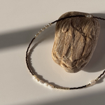 ブラウン×パールネックレス｜淡水パール　ゴールドビーズ　重ね付け　大人カジュアル［BZN22］