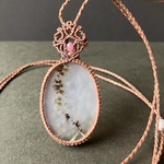 天然石デンドリティッククォーツのマクラメペンダント