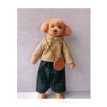 ノーカラーブラウス+ブラックウォッチパンツ ♡おめかしわんこドール用お着替え服　(MII WOOL)
