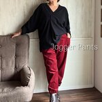 【八丈島復興応援作品】コーデュロイジョガーパンツ　ボルドー