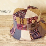 手織パステルと麻のHAT(no.１）