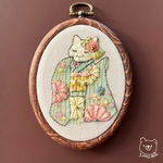 着物猫(和菓子)♢刺繍飾り枠