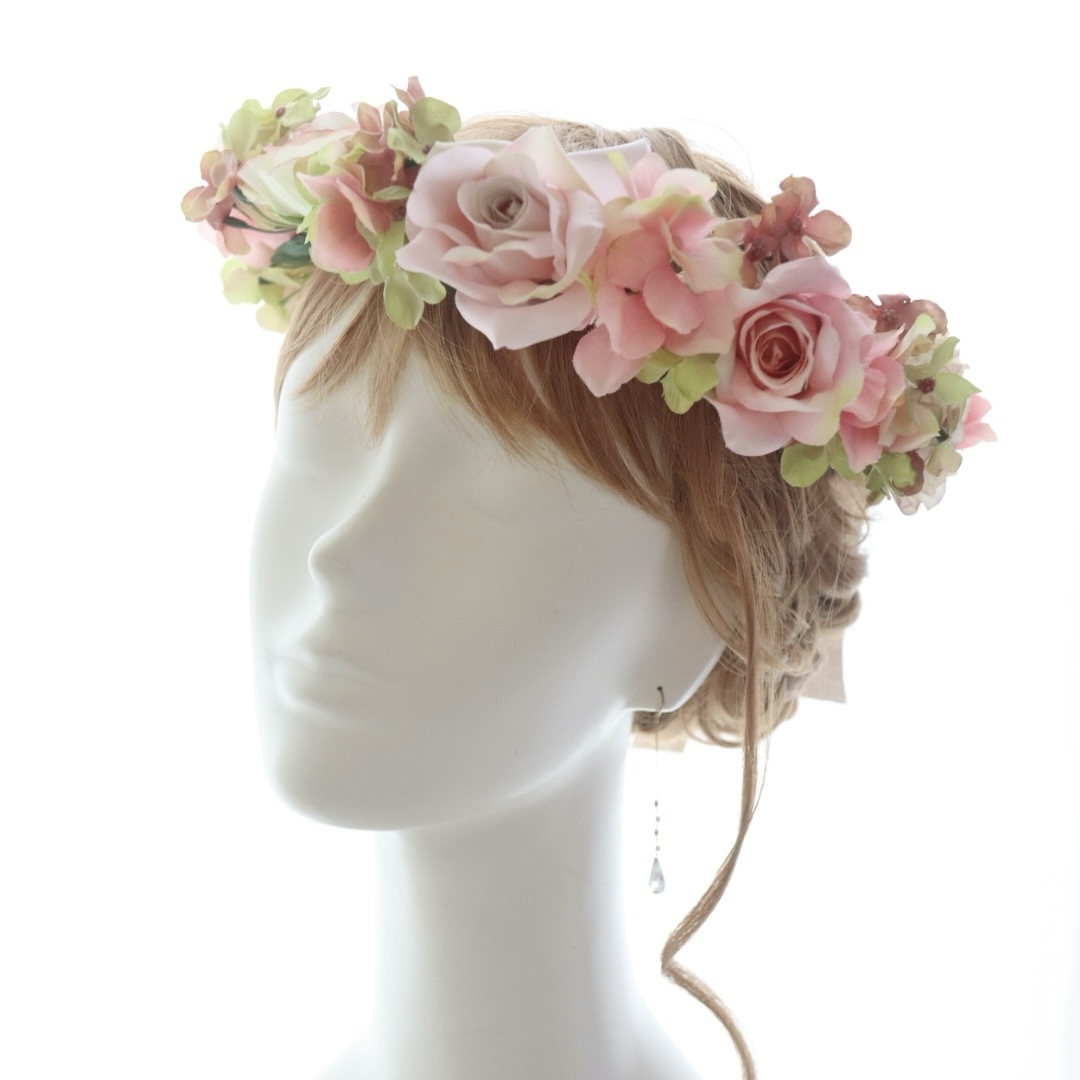 バラの花冠 花冠 大人用 ~ Sweet Flower Tiara ~ 白 花かんむり 結婚式