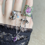 【B品】〜小さな花壇💜🧸"パープルくま"ダブルリング