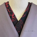 綿の半衿 赤い花