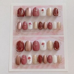 【送料無料】ネイルチップ/付け爪/サイズ測定不要/シンプル/薔薇/赤/大人可愛い/オフィス/結婚式/ブライダル/ウェディング/ドレス/春/秋/冬