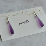 琥珀糖の雫(紫)　サージカルステンレス　ピアス　イヤリング　金属アレルギー対応