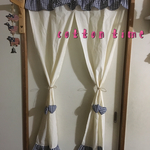 カントリー調ギンガムチェックフリルのれん
