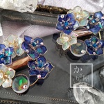 宝石桔梗の花の輪ブローチ（brooch of Bouquet 〜Jewel moon flower〜）