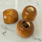 10個 大穴 ウッドビーズ大 16mm×17mm ブラウン