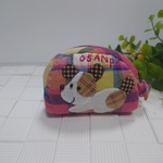 ミニポーチ　パッチワーク【お散歩わんこ︰カラフルチェック︰ピンク系】